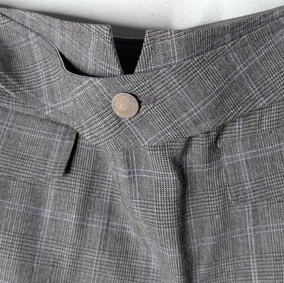 Vintage Elie Tahari Gray Black Glen Plaid Wool Belted Mini Skirt Size 10 - Picture 7 of 13